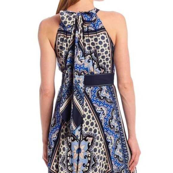 Eliza J Boho Scarf Print Halter Crepe De Chine Maxi Dress in Size 4 - Picture 8 of 9